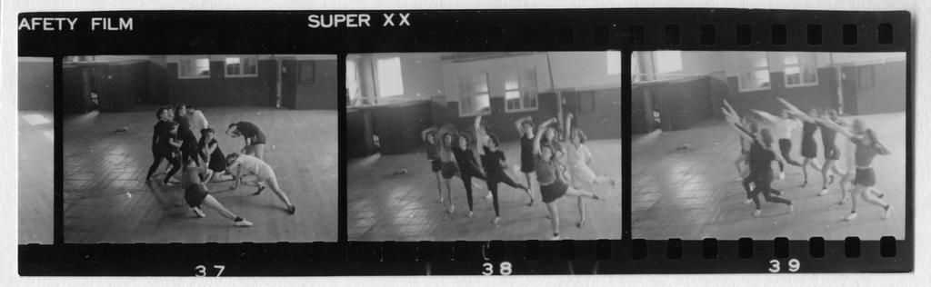 Film strip showing three dance formation images