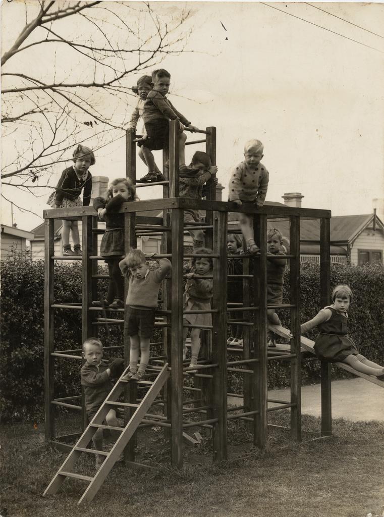 Children on playground equipment