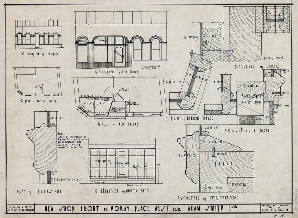 No. 65. Adam Smith, plan for shop front, Moray Place West, Dunedin, Miller and White architects