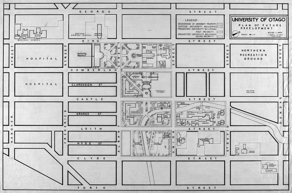 No. 666. University of Otago, plan of proposed campus development, Dunedin, Miller &amp; White architects