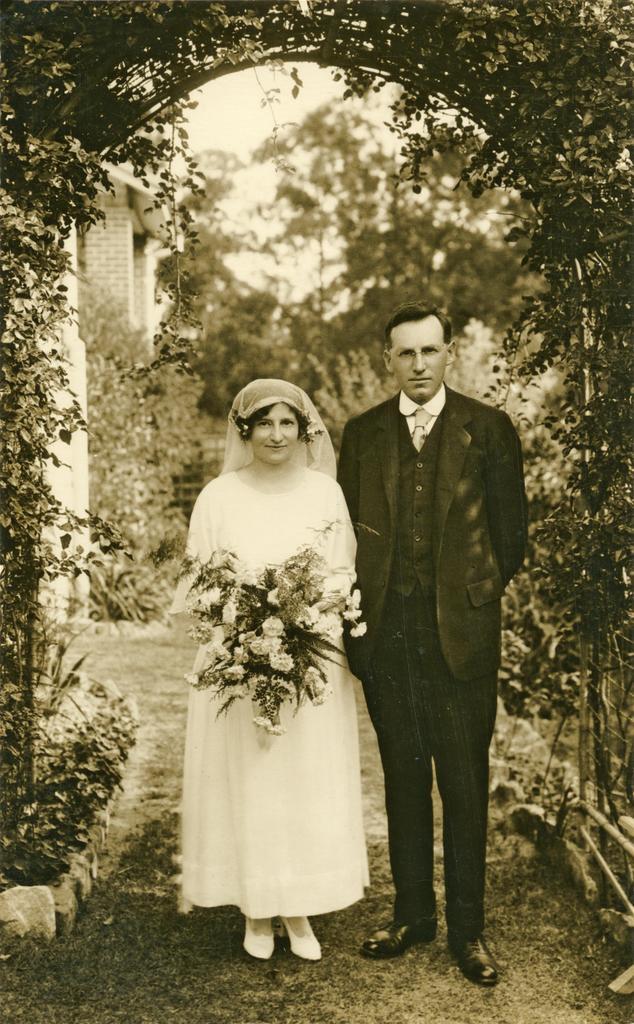 W.N. Benson and his wife on their wedding day
