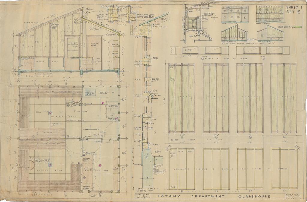Botany Department glasshouse at rear of Museum in [Great] King Street, Miller and White architects. Sheet 1.