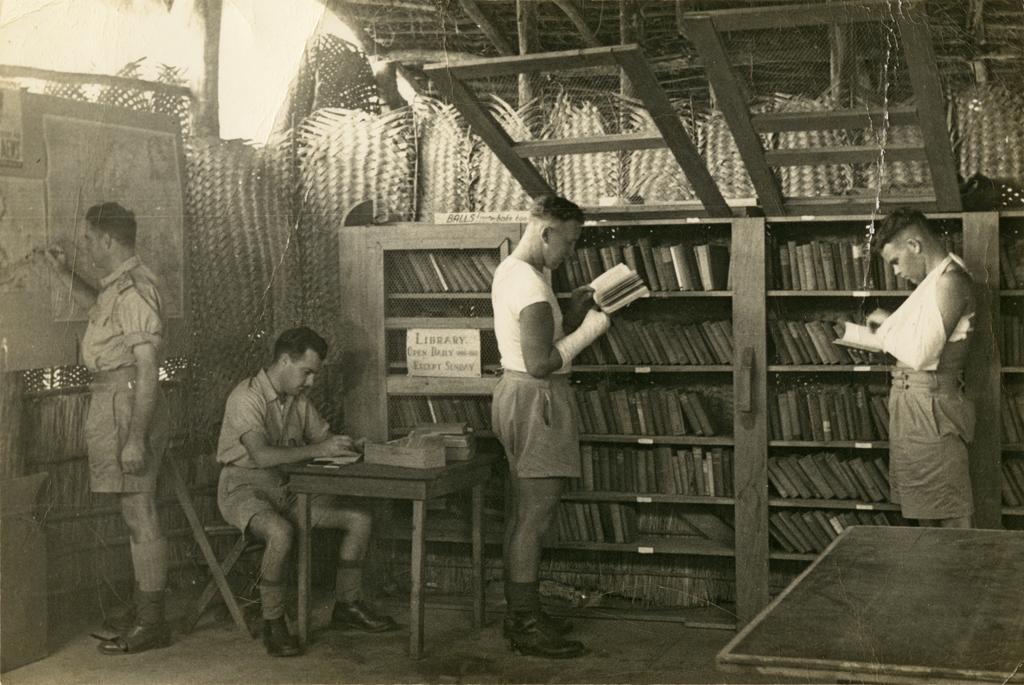 Soldiers in library