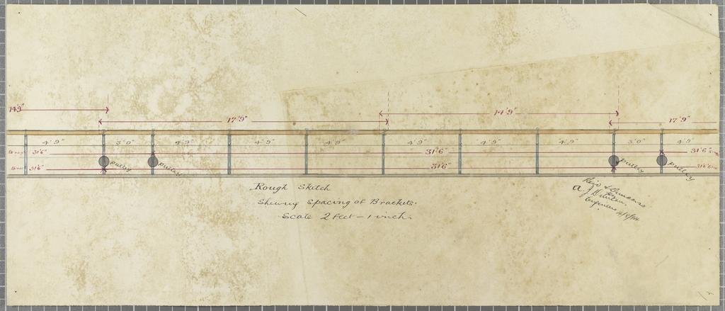 'Rough Sketch shewing spacing of Brackets'. Mornington Tramway Extension.