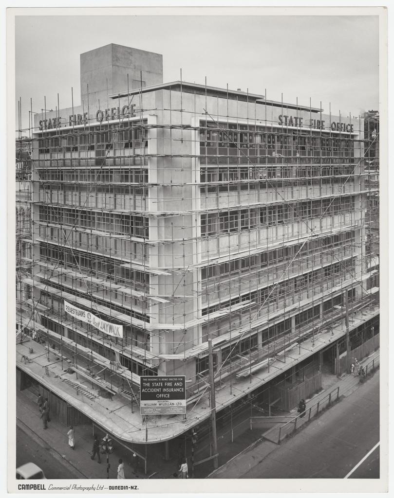 State Fire and Accident Insurance Office building, Princes and Rattray streets, Dunedin, under construction, Salmond &amp; Burt architects