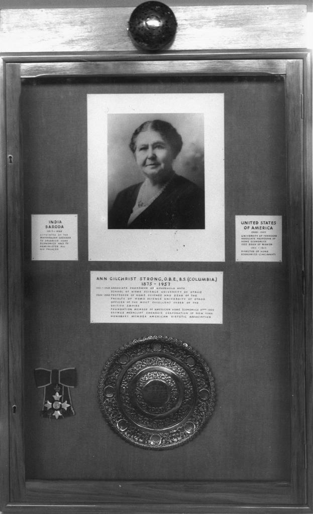 The Professor Strong Memorial Niche, hung in the Home Science Main Building