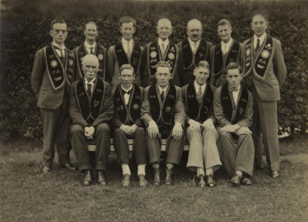Group of men wearing United Ancient Order of Druids regalia