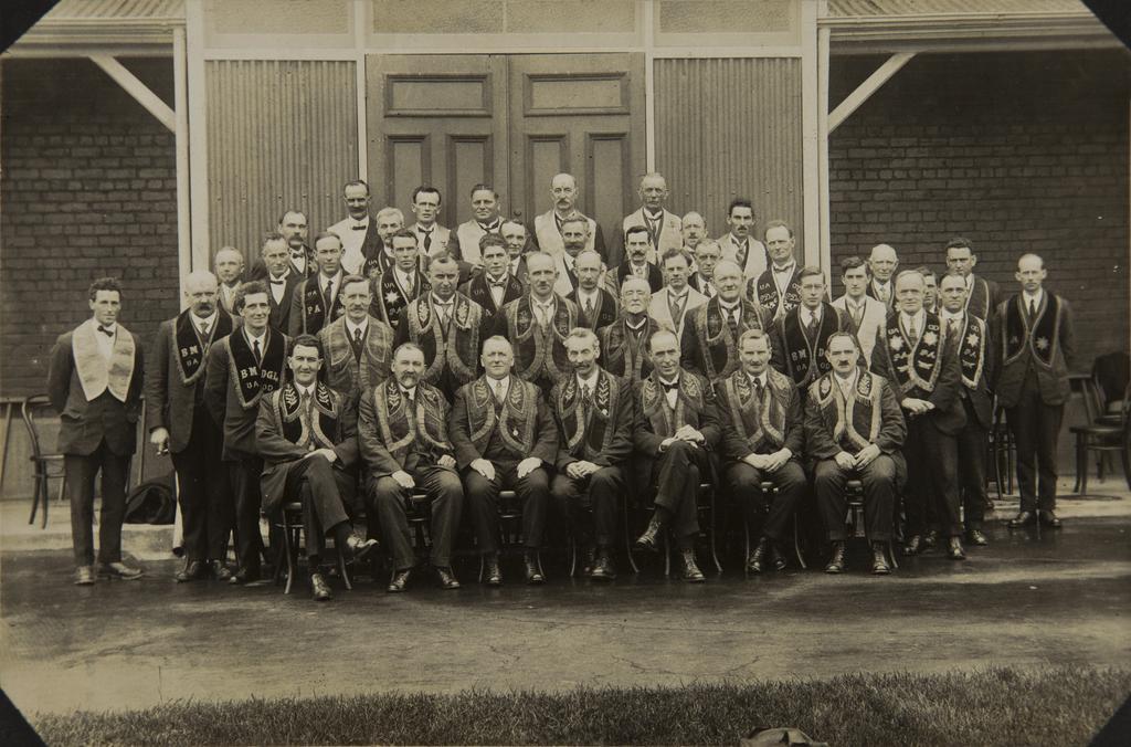 Group of men wearing United Ancient Order of Druids regalia
