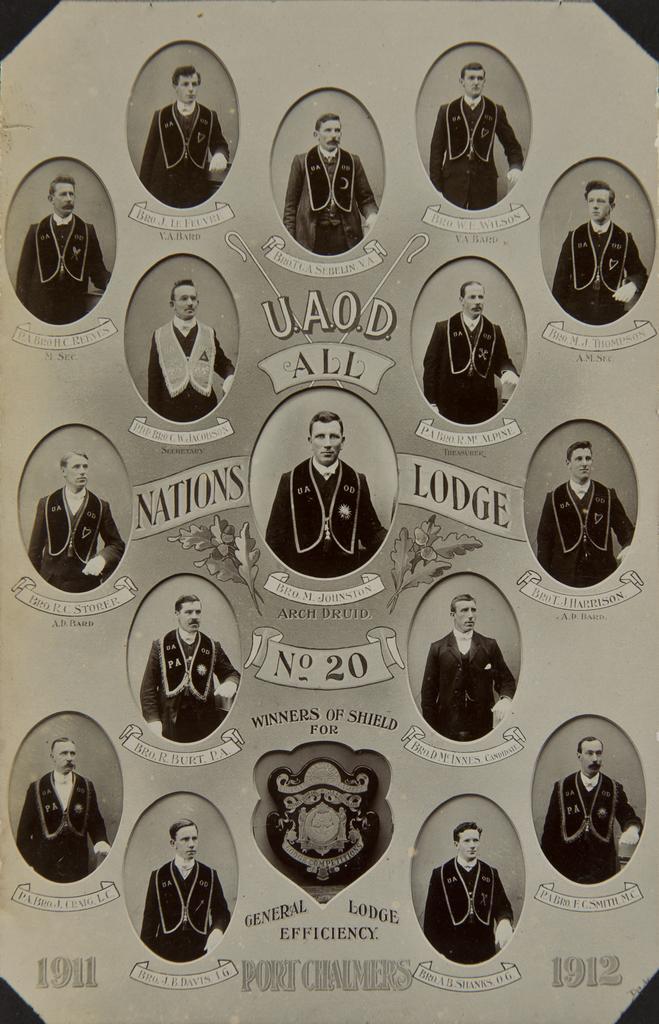 'U.A.O.D. All Nations Lodge No. 20 Port Chalmers 1911-1912'