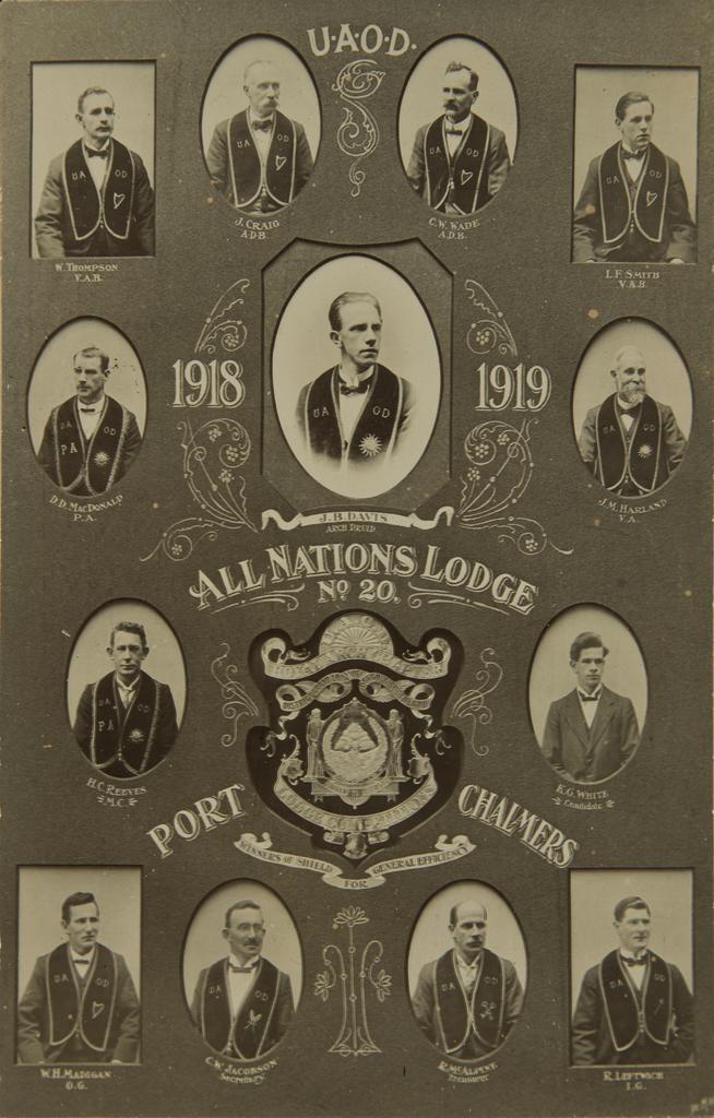 'U.A.O.D. All Nations Lodge No. 20 Port Chalmers 1918-1919'