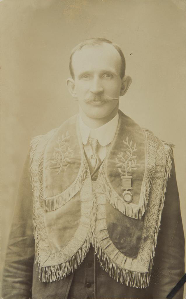 Man wearing druid regalia