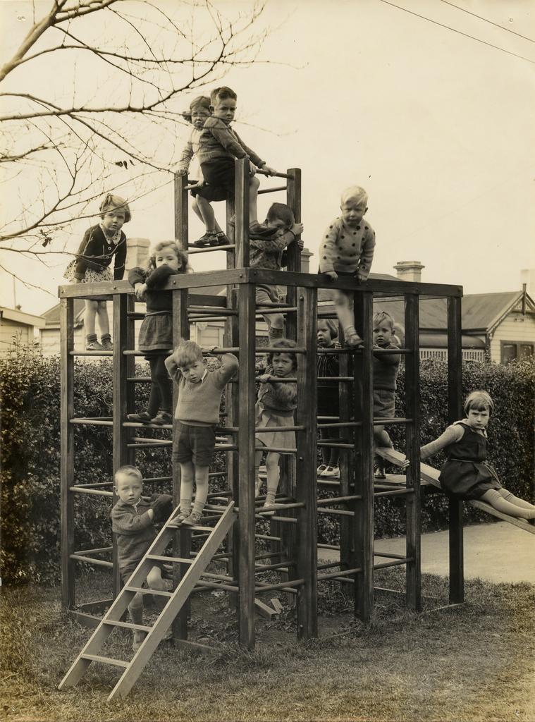 Rachel Reynolds Kindergarten children on a jungle-gym