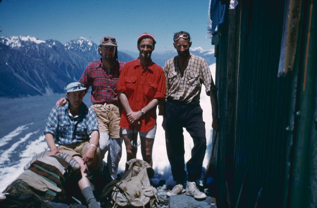 'Haast Hut Dec 1956, LRH, Stewart, Rhodda &amp; Len'