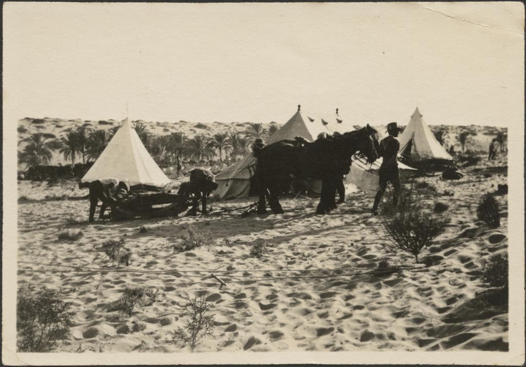 'Wounded officer on sledge Debabis camp 9th'