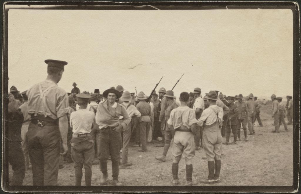 Candid group of soldiers