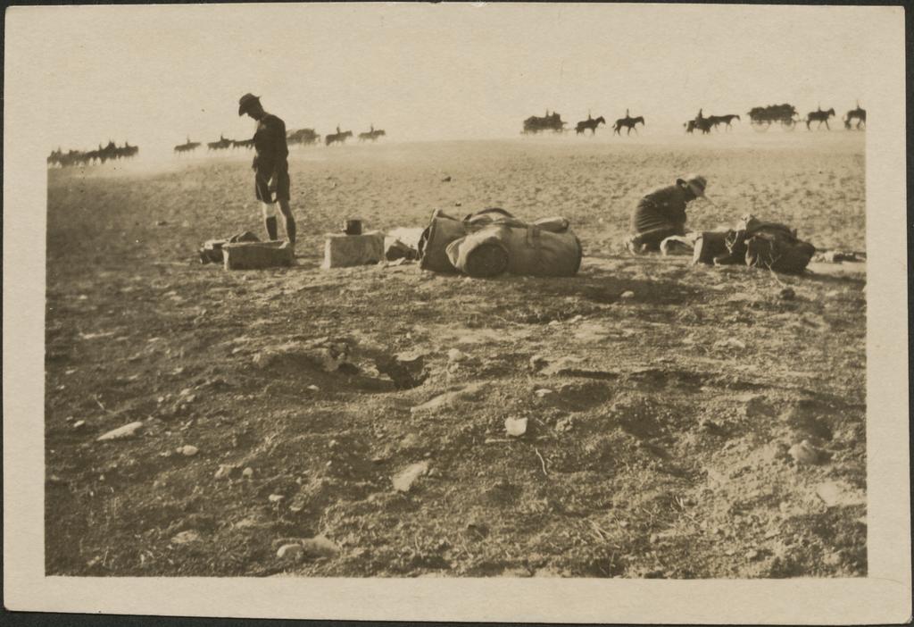 'Lunch at the [B---sheba?] taken to show the awful dust from the road'