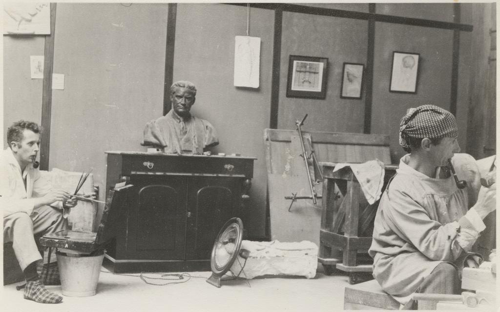 Bust of Professor James Shelley in studio