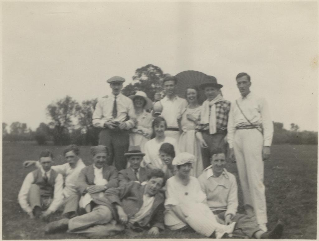 Group outdoors, 'W.H.A. in front'