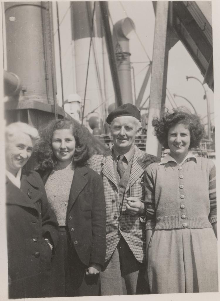 The Allen family, 'On arrival in England via Tyndarius May 1946'