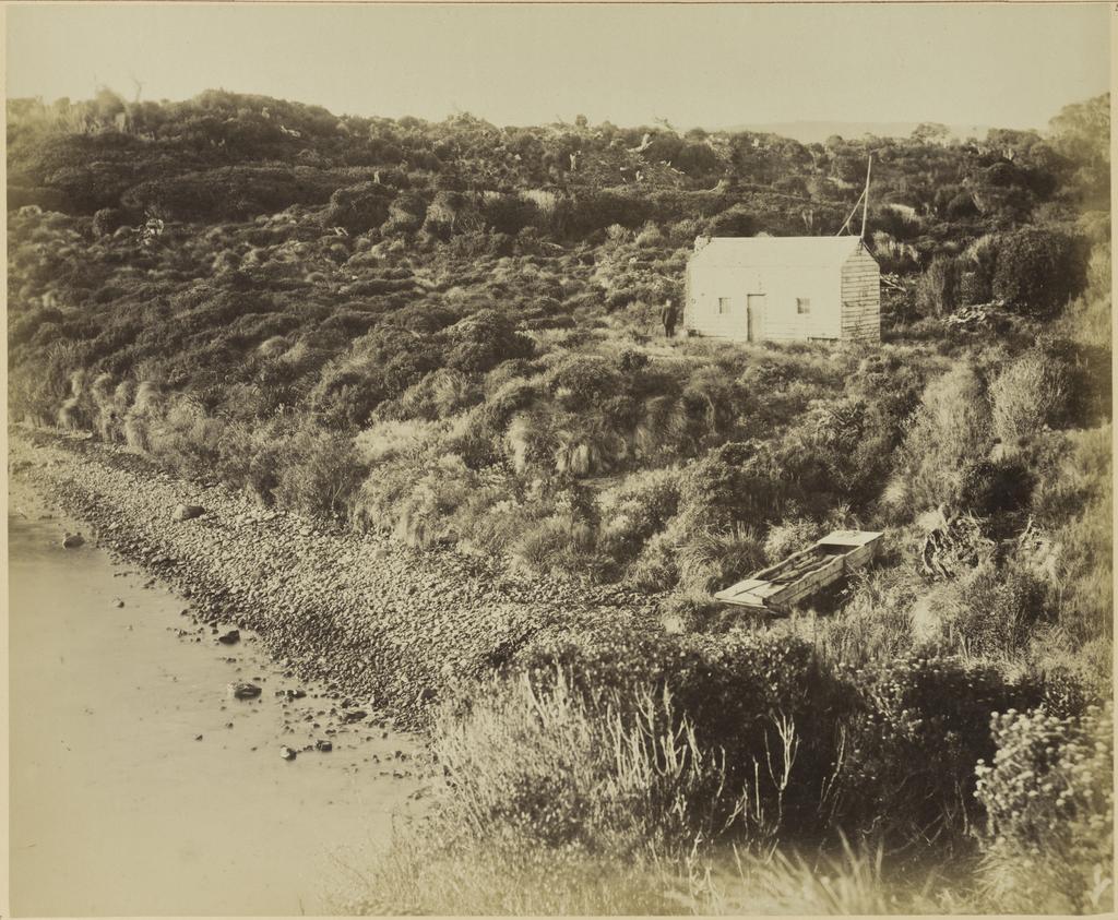 Depot &amp; 'Derry Castle' punt, Port Ross, Auckland Island