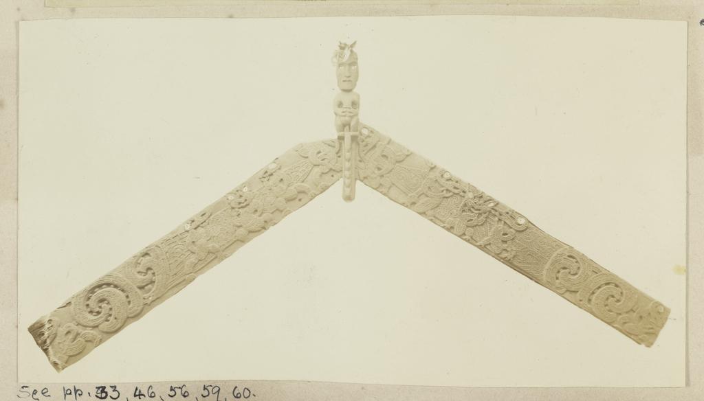 Barge boards, maihi, and tekoteko of meeting house