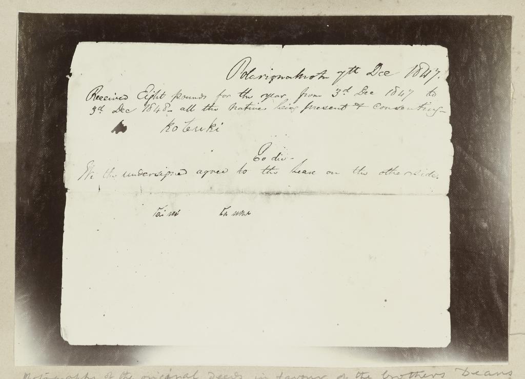 Original deeds in favour of the brothers Deans of their property at Dean's Bush, Riccarton, near Christchurch