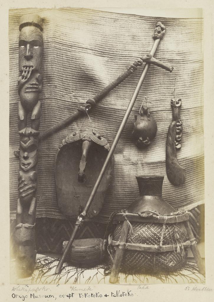 Group of carved objects from Dr Hocken's collection