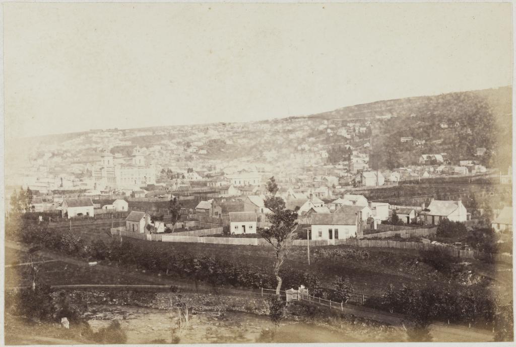 Hospital and view of town from Water of Leith close to Union St bridge