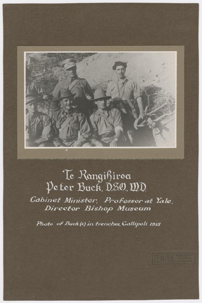 Peter Buck (Te Rangi Hiroa) in the trenches at Gallipoli in 1915