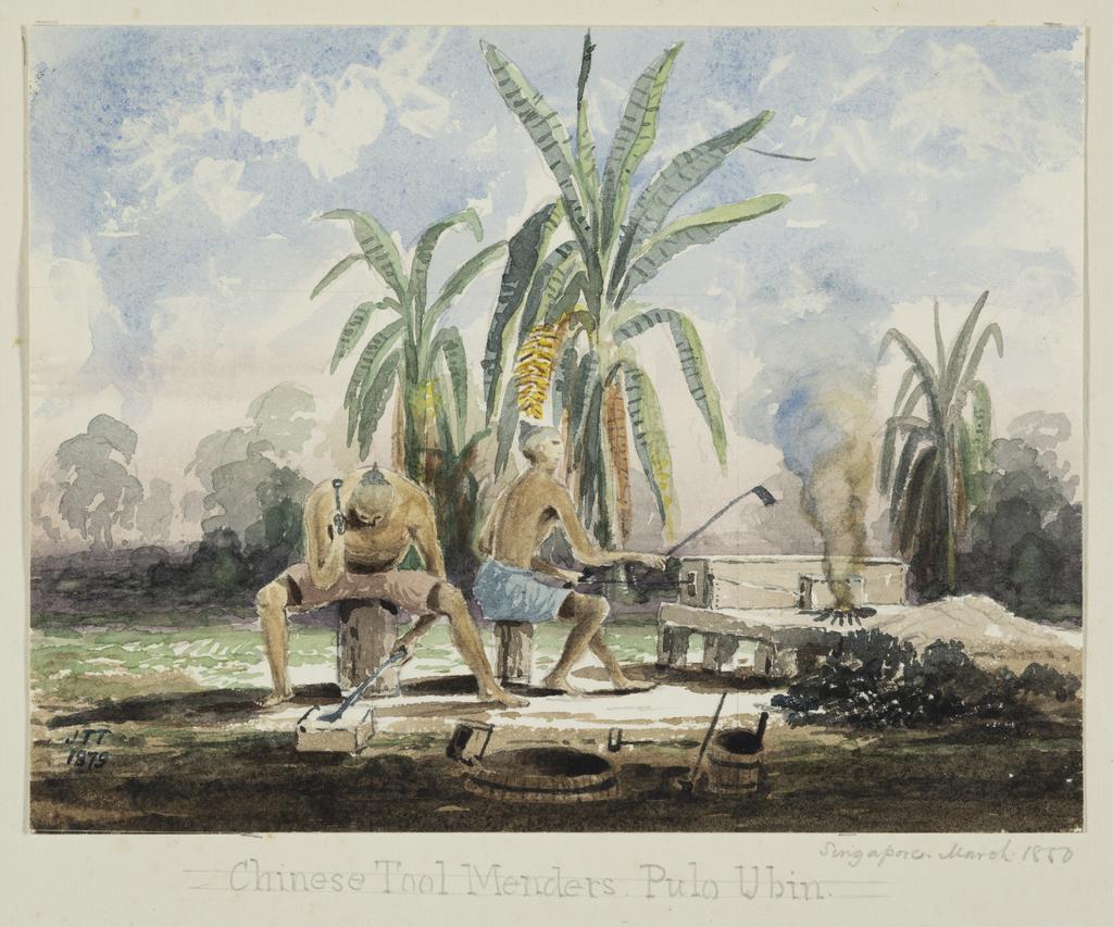 Chinese tool menders, Pulo Ubin. Singapore, March 1850
