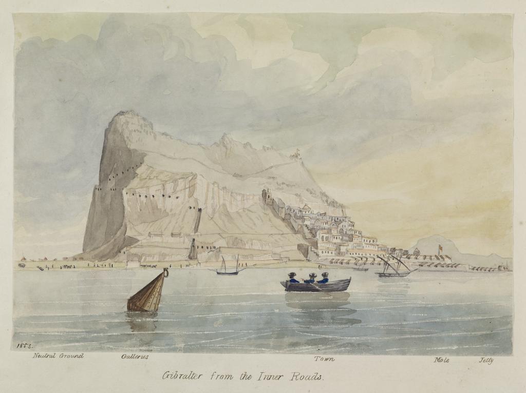 Gibraltar from the Inner Roads; Neutral Ground; Galleries; Town; Mole; Jetty