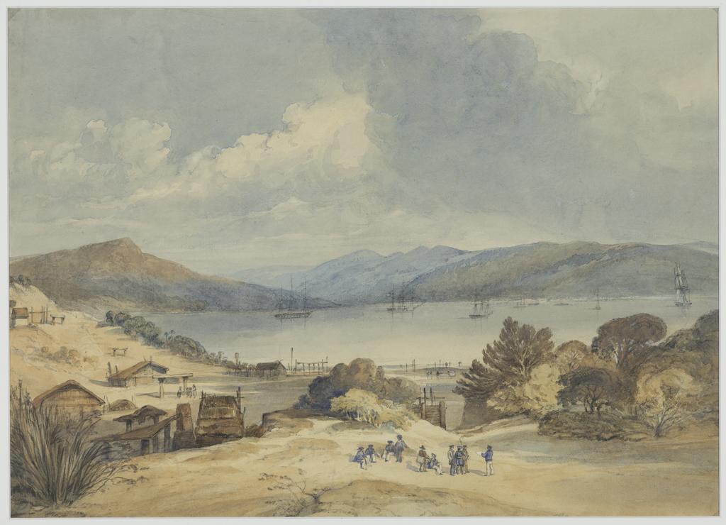Port Otago. (Nouvelle Z&eacute;lande) Dessin&eacute; par L. LeBreton. Lith. par Sabatier. Imp. par Lemercier &agrave; Paris. Gide Editeur. Voyage au P&ocirc;le Sud et dans l&rsquo;Oc&eacute;anie. Atlas pittoresque. pl. 180 [1846]