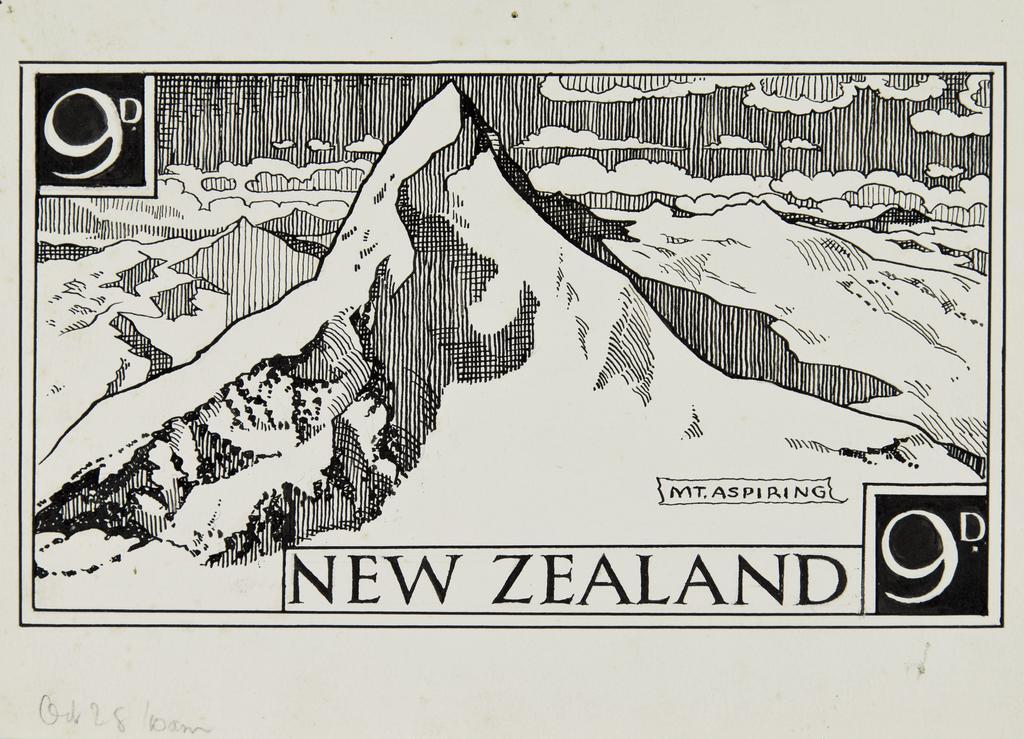 Stamp designs. 9d Mount Aspiring, New Zealand