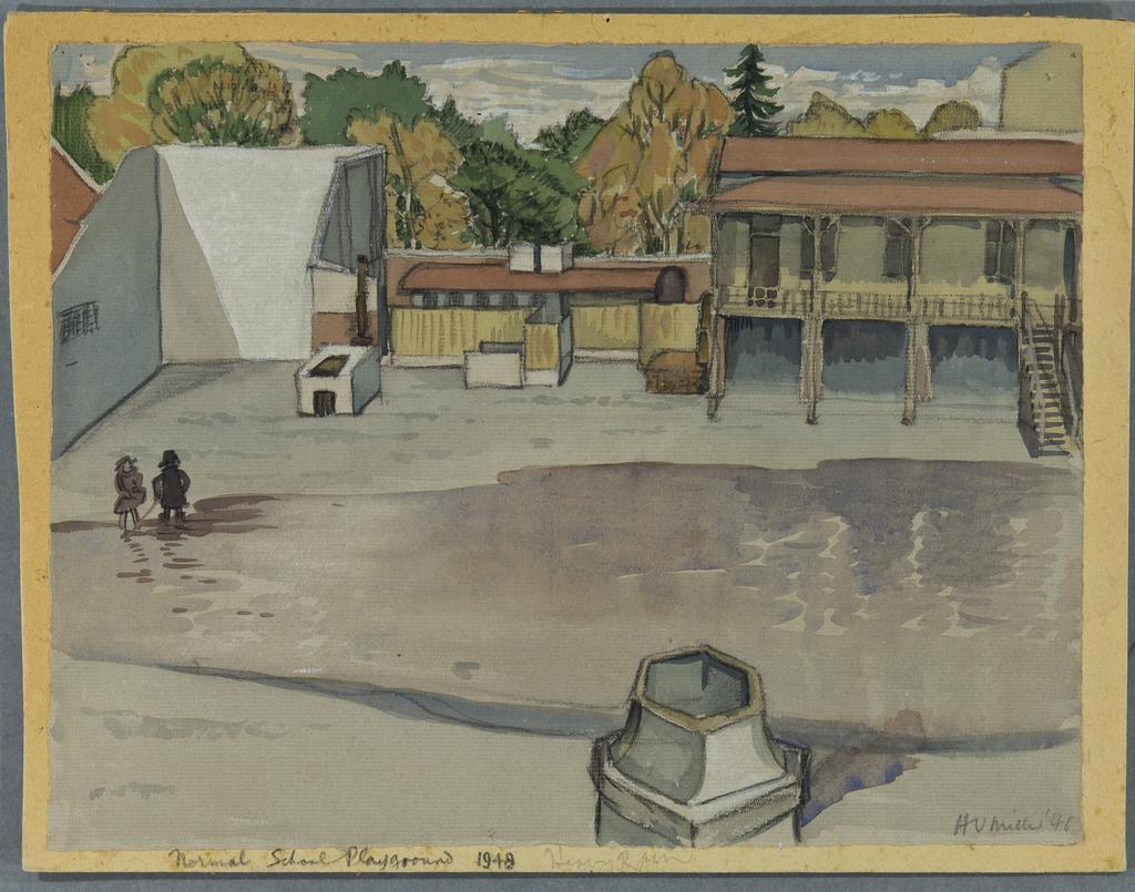 Normal School playground. Heavy rain