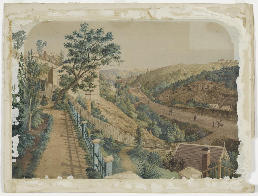 Dunedin 1862, from the zig-zag of Graham Street, between High and McLaggan Streets