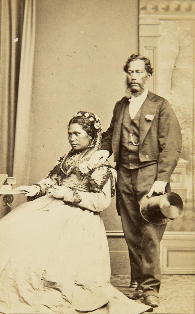Isaiah and Wife dressed to go to the ball given to the Duke of Edinburgh