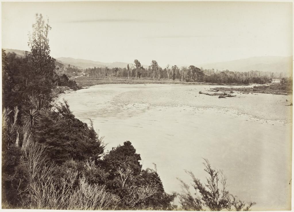 Upper Hutt River at the Fern Ground, looking down towards Wellington