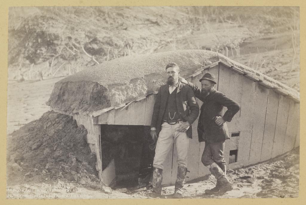 Blyth and Lundius and the fowlhouse where they took refuge on the night of the eruption