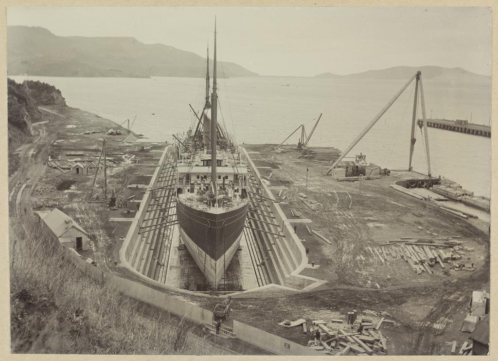 SS Maheno in drydock