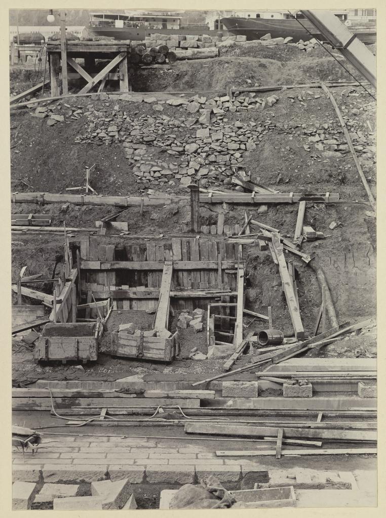 Close-up of walls and reinforcing