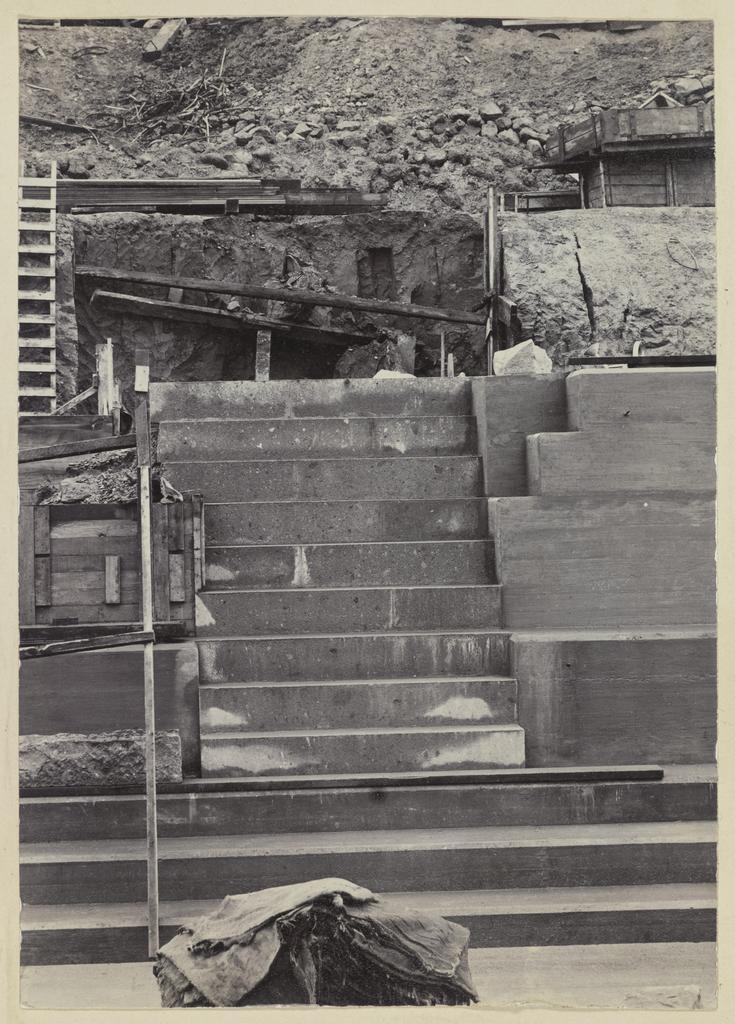 Concrete steps and excavated terrace