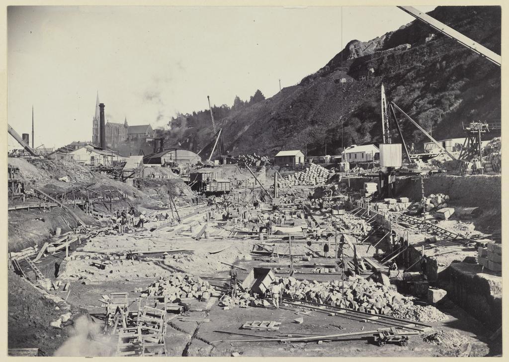 Elevated view of construction site