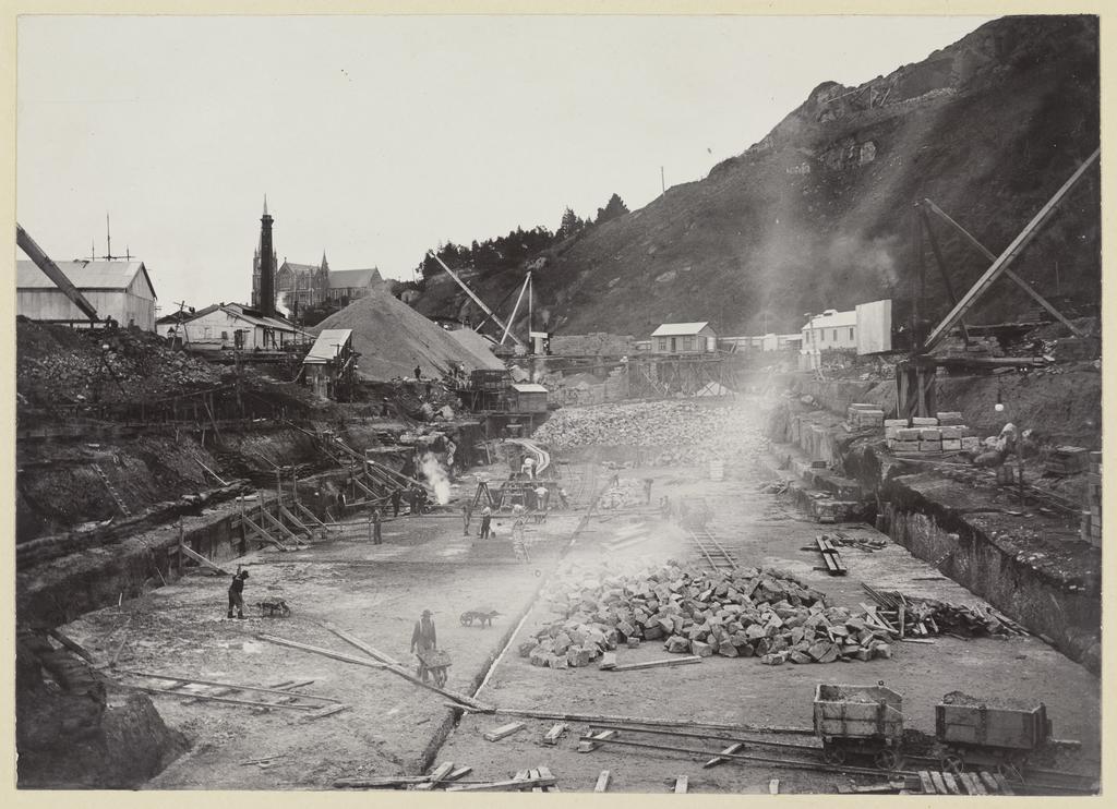 Excavated area as concreting is started