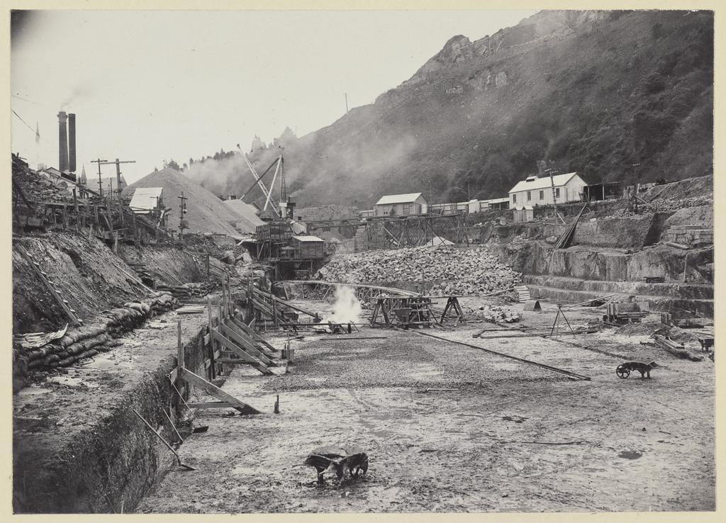 Excavated area as concreting is started