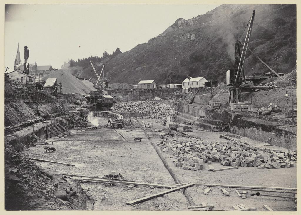 Excavated area as concreting is started