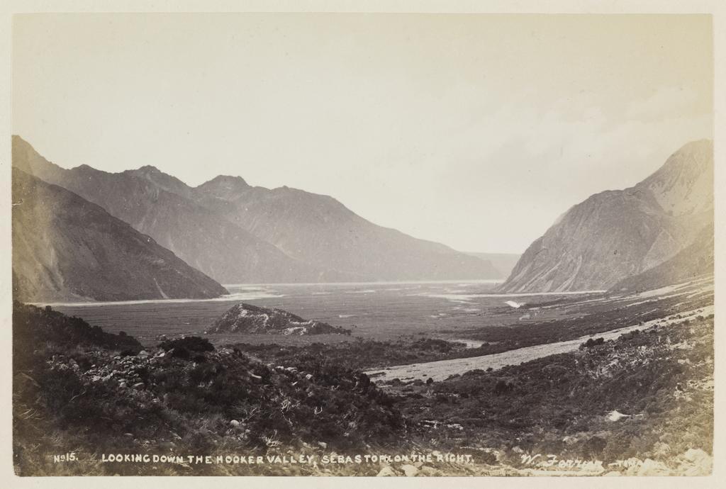 Looking down the Hooker Valley, Sebastopol on the right