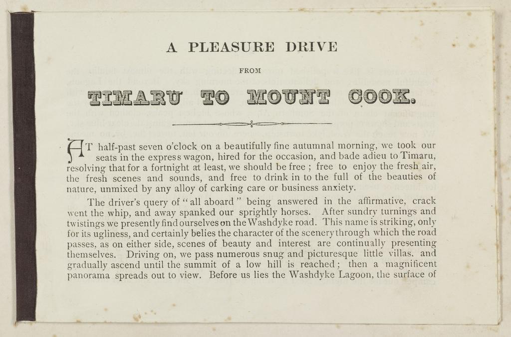 A Pleasure Drive from Timaru to Mount Cook