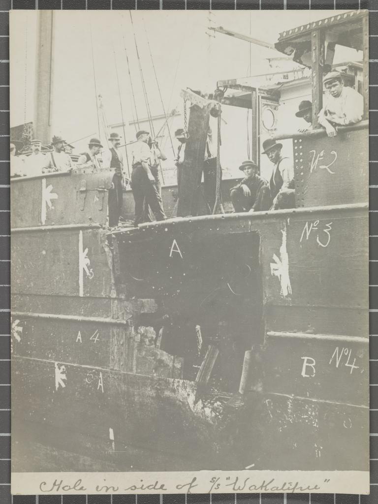 Hole in side of SS Wakatipu