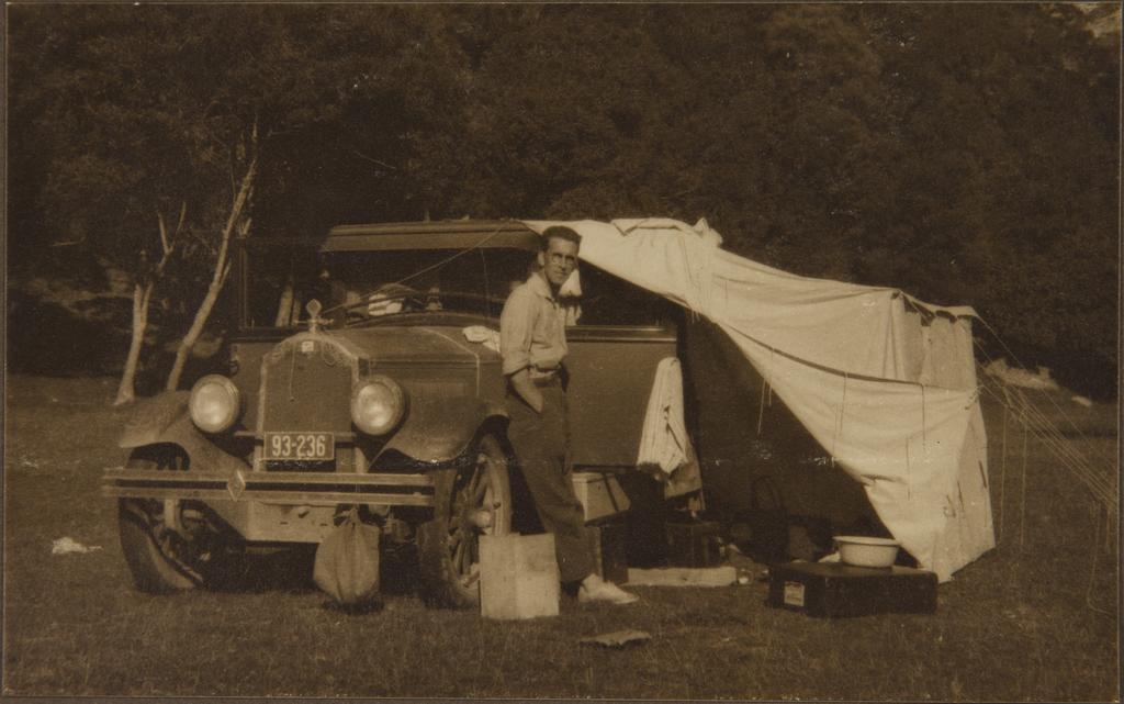 George Chance with car tent