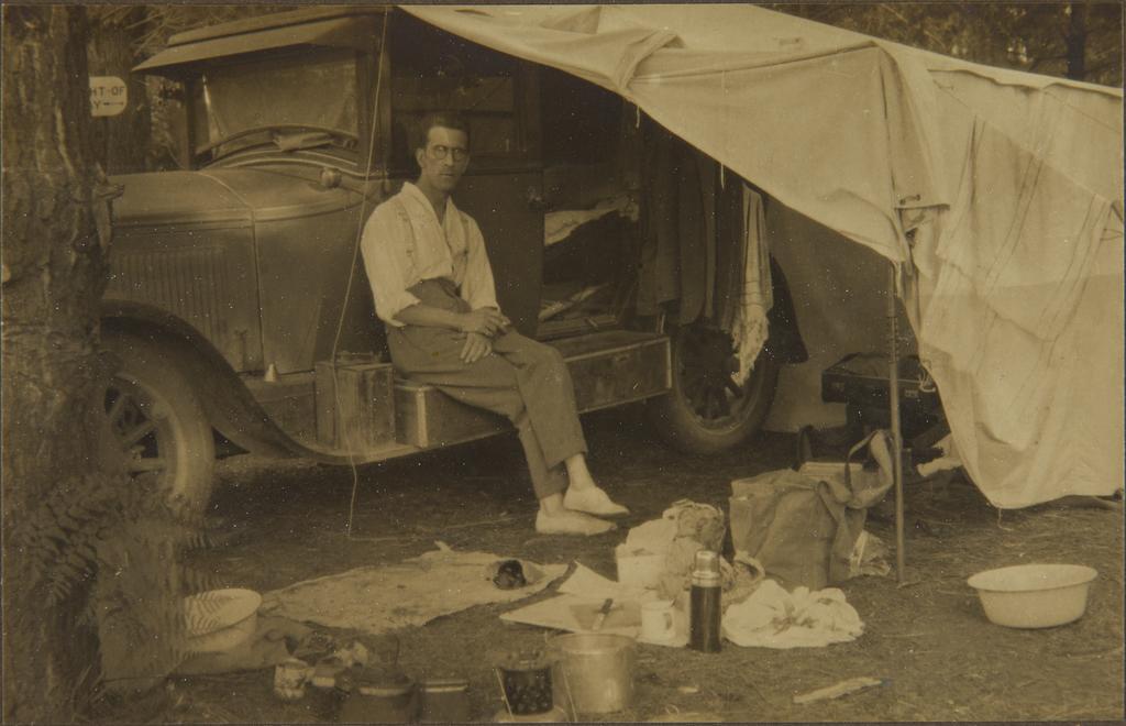 George Chance with car tent